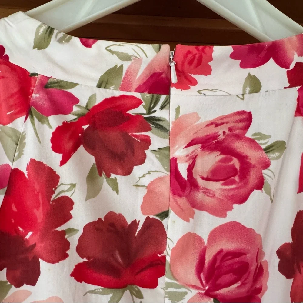 Talbots Bright Pink/Red Floral Cotton Sleeveless Dress Size Missy 20 - Picture 3 of 8